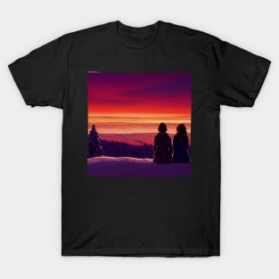 The Girls Watching the Sunset at Winter T-Shirt